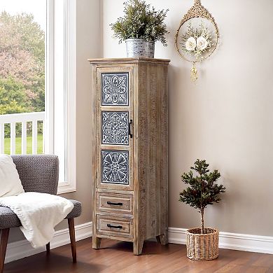 LuxenHome 48" Tall Wood and Metal 2-Drawer 1-Door Storage Cabinet
