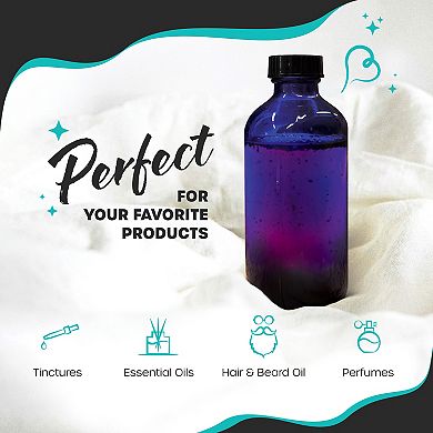 Nevlers 8 Oz Leakproof Boston Round Blue Glass Bottles (Pack of 12)