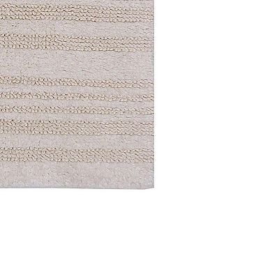 Luscious Textured Striped All Season Soft Plush Cotton Cotton Reversible & Soft Bath Rug Ivory