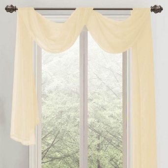 Celine Sheer 55 x 216 in Sheer Curtain Scarf Valance Beige