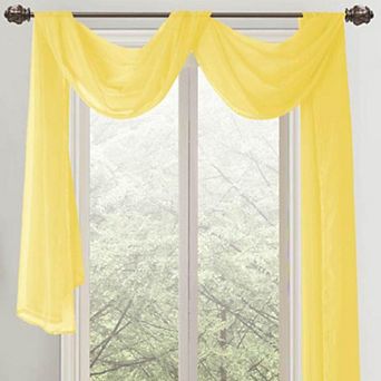 Celine Sheer 55 x 216 in Sheer Curtain Scarf Valance Neon Yellow