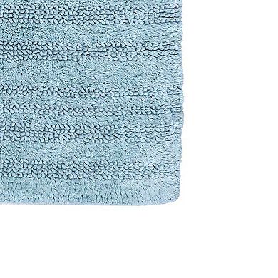 Luscious Textured Striped All Season Soft Plush Cotton Cotton Reversible & Soft Bath Rug