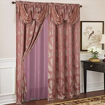 Olivia Gray Palm Floral Textured Jacquard Single Rod Pocket Curtain Panel