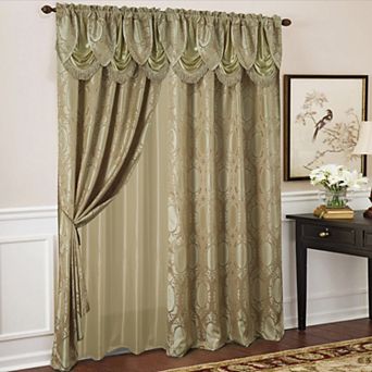 Olivia Gray Kenyon Damask Textured Jacquard Single Rod Pocket Curtain Panel