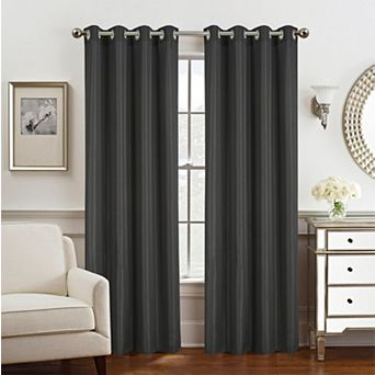 Gilbert Solid Single Grommet Curtain Panel Pair - 54x84", Black