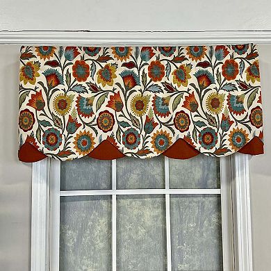 Fiesta Floral Petticoat Window Valance 3" Rod Pocket 50" x 15" Rust/Multicolor