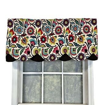 Fiesta Floral Petticoat Window Valance 3" Rod Pocket 50" x 15" Black/Multicolor