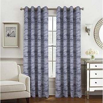 Olivia Gray Tropez Two Tone Jacquard Single Grommet Curtain Panel Pair