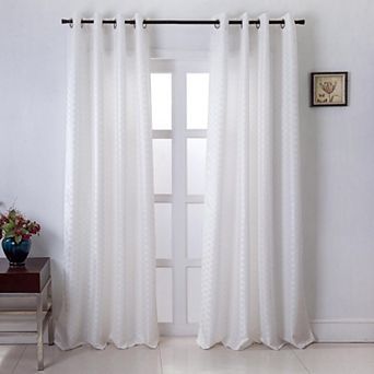 RT Designers Gianna Geometric Jacquard Single Grommet Curtain Panel Pair - 54x84", White