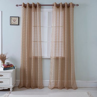 Wanda Box Voile Grommet Curtain Panels 8 Silver Grommets - 54" x 90" - Taupe