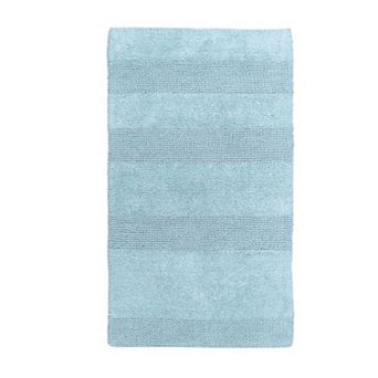 Stylish And Comfortable All Season Traditional Wide Cut Design Cotton Bath Rug 21" X 34" Light Blue