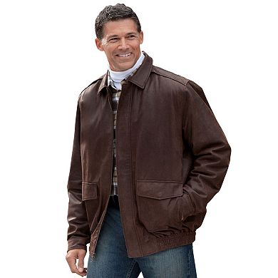KingSize Men's Big & Tall Leather Aviator Bomber