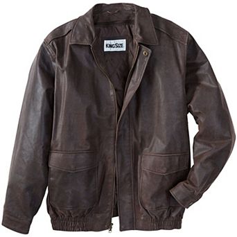 KingSize Men's Big & Tall Leather Aviator Bomber