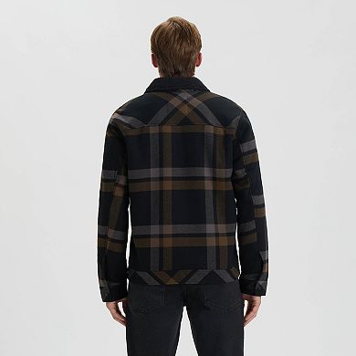 Men's Hurley Sherpa Lined Plaid Flannel Shacket