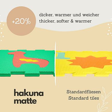 Hakuna Matte Safari 47" x 35" Foam Floor Tiles Baby Play Mat, Colorful Animal Shapes