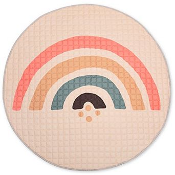 Hakuna Matte Boho Rainbow 59" Quilted Circle Playmat, Neutral Colors