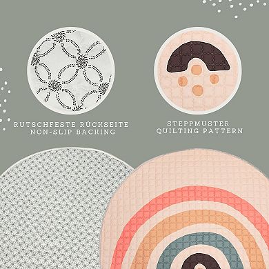 Hakuna Matte Boho Rainbow 59" Quilted Circle Playmat, Neutral Colors