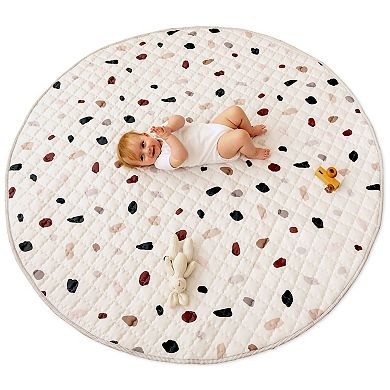 Hakuna Matte Confetti 59" Quilted Circle Playmat, Cream-Neutrals