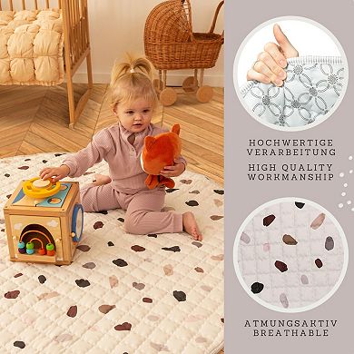 Hakuna Matte Confetti 59" Quilted Circle Playmat, Cream-Neutrals