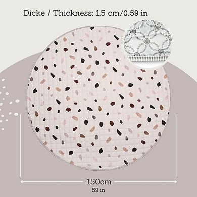 Hakuna Matte Confetti 59" Quilted Circle Playmat, Cream-Neutrals