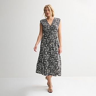 Petite Nine West Cinched Waist Midaxi Dress