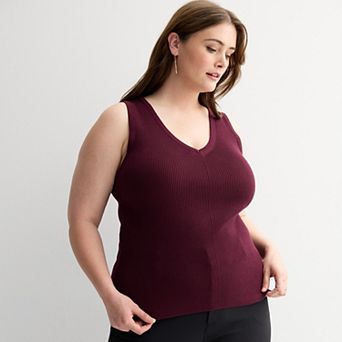 Plus Size Nine West Knitted Sweater Tank Top