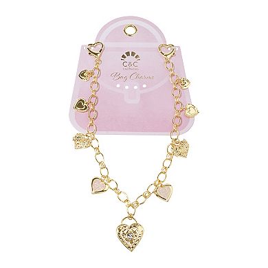 Womens C&C California Multi Heart Keychain Bag Charm