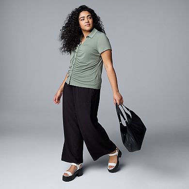 Plus Size Simply Vera Vera Wang Ruched Front Shirt