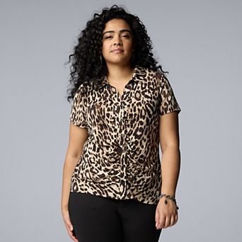 Plus Size Simply Vera Vera Wang Ruched Front Shirt