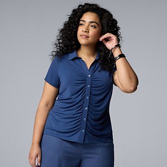 Plus Size Simply Vera Vera Wang Ruched Front Shirt