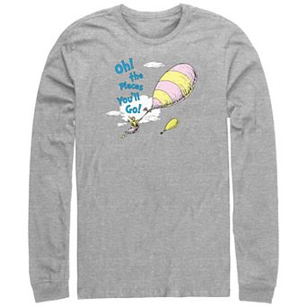 Big & Tall Dr. Seuss Oh The Places You'll Go Hot Air Ballon Ride Long Sleeve Graphic Tee