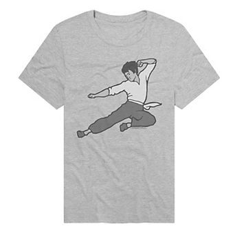 Men's Bruce Lee Martial Arts Flying Kick Graphic Tee