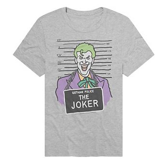 Men's DC Comics Batman Gotham Police The Joker Mugshot Graphic Tee