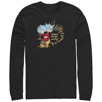 Big & Tall Dr. Seuss Thing 1 And Thing 2 Happy Things-Giving Long Sleeve Graphic Tee