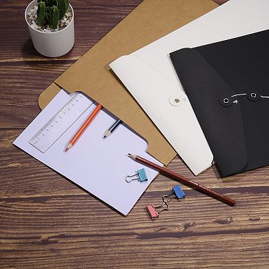 String Envelope File Folders 5 Pack A5 Size Document Letter Organizer Holder Filing Jacket, Black