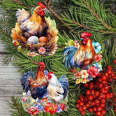 Spring on the Farm Decorative Wooden Clip-on Ornaments Set of 3 by G. Debrekht - Easter Decor
