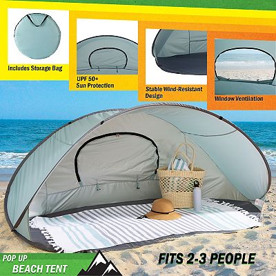 Wakeman UPF 50+ Pop Up Beach Tent Sun Shelter