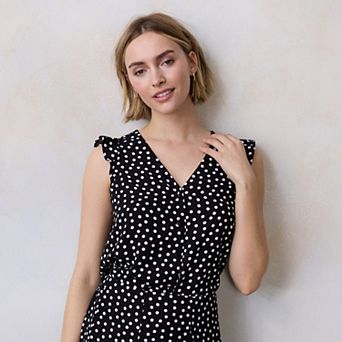 Petite LC Lauren Conrad Ruffle Shoulder V-Neck Tank Top