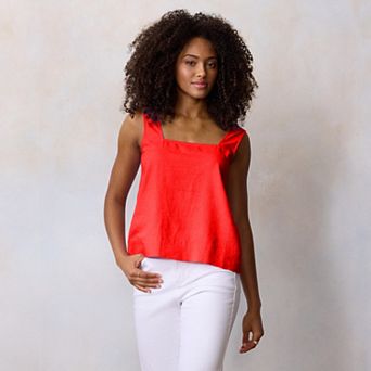 Petite LC Lauren Conrad Square Neck Button Back Tank Top