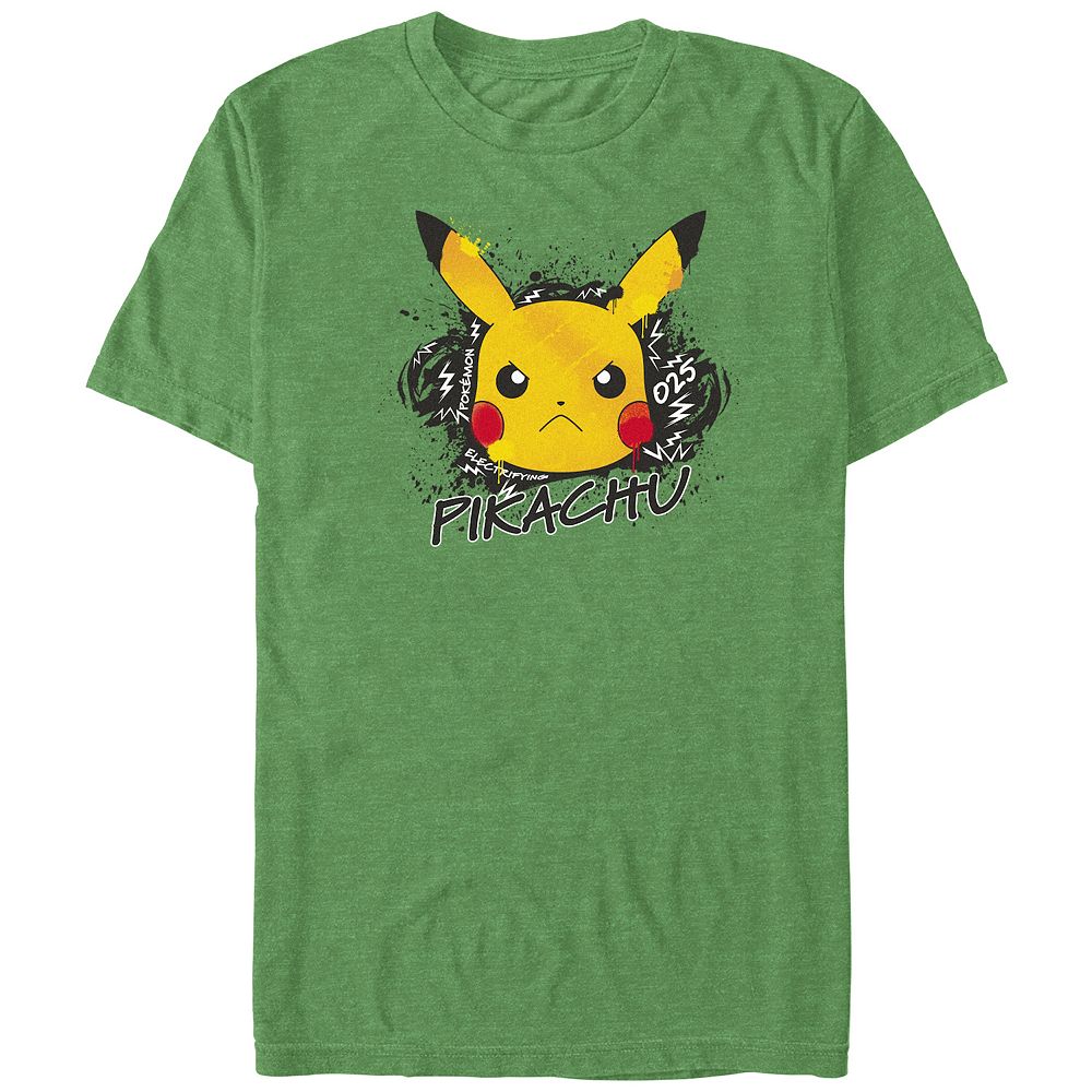 Big & Tall Pokemon Angry Pikachu Electrifying Graffiti Graphic Tee