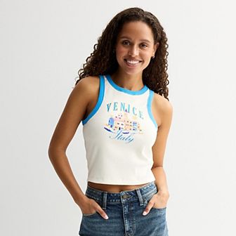 Juniors' Venice Italy High Neck Graphic Tank Top