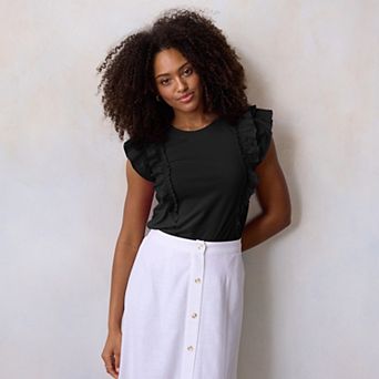 Women's LC Lauren Conrad Mixed Media Ruffle Tank Top