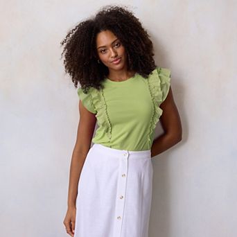 Women's LC Lauren Conrad Mixed Media Ruffle Tank Top