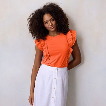 Women's LC Lauren Conrad Mixed Media Ruffle Tank Top