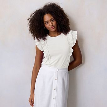 Women's LC Lauren Conrad Mixed Media Ruffle Tank Top