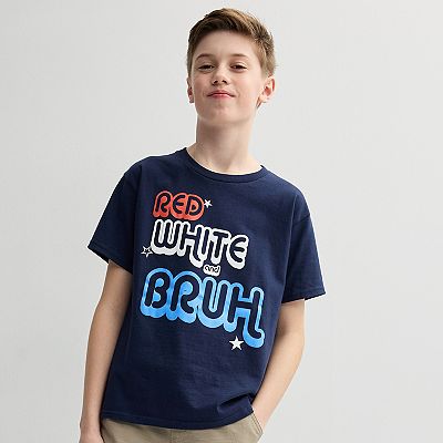 Boys 8-20 Red White and Bruh Graphic Tee