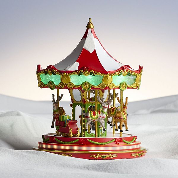 St. Nicholas Square® LED Village Reindeer Carousel Musical Table Decor