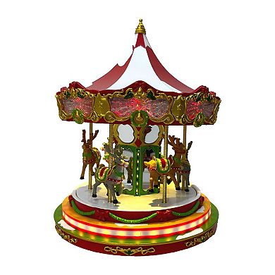 St. Nicholas Square® LED Village Reindeer Carousel Musical Table Decor