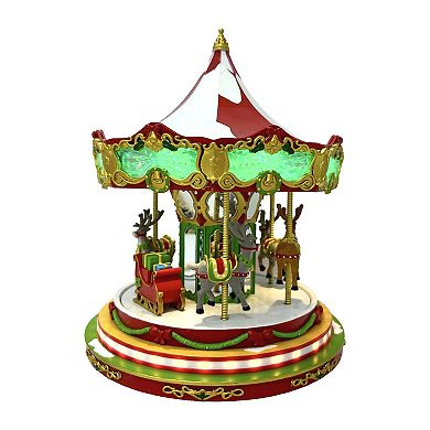 St. Nicholas Square® LED Village Reindeer Carousel Musical Table Decor