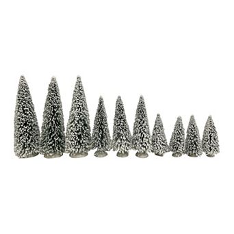 St. Nicholas Square® Flocked Bottle Brush Tree Set of 10 Table Decor